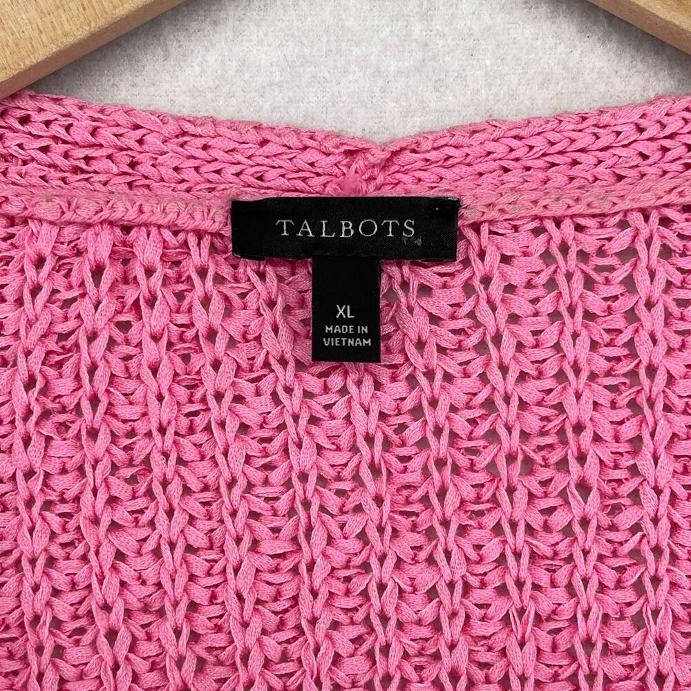 Talbots Sweater Xl Tape Yarn Open Front Cardigan … - image 5